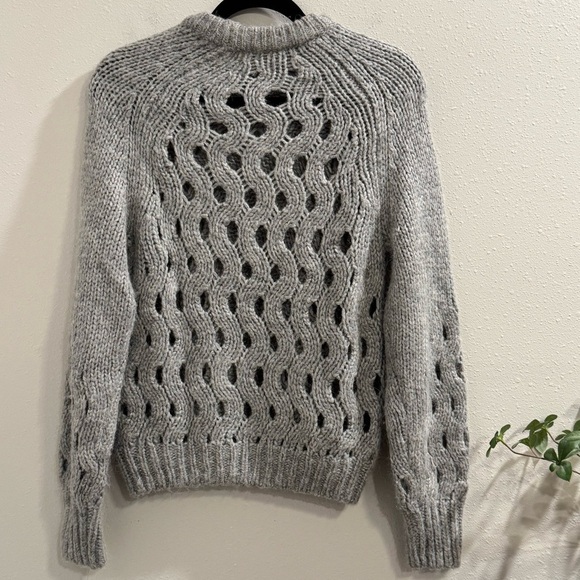 & Other Stories XS Gray Wool Alpaca Blend Chunky Open Knit Pullover Sweater - Picture 2 of 8